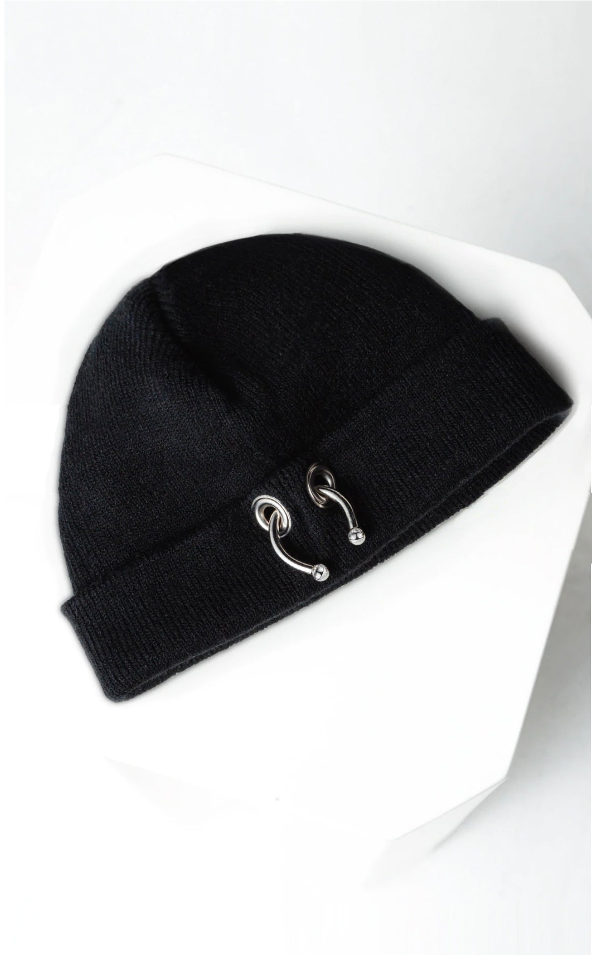 black pierced beanie - Main Image