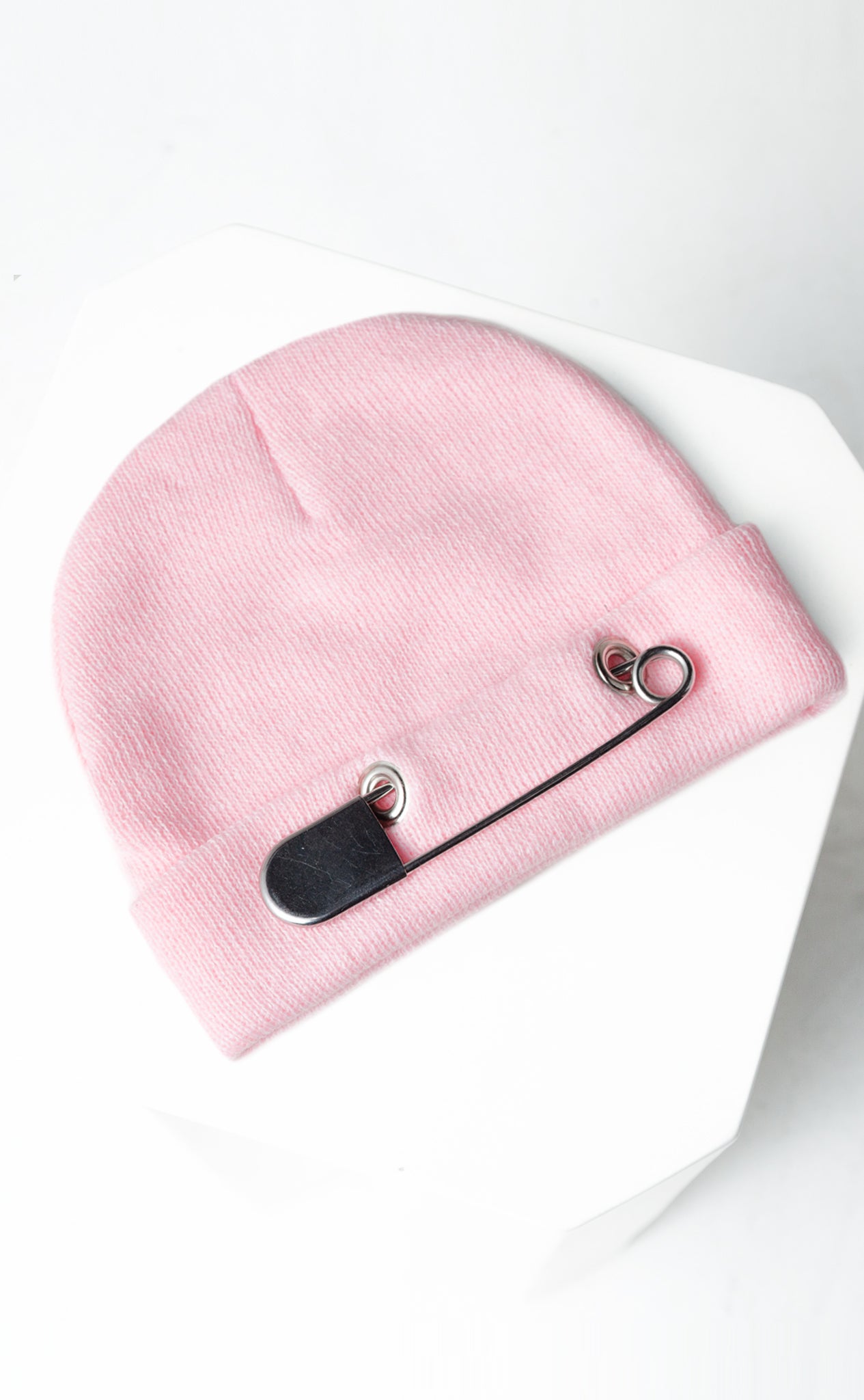 pink safety pin beanie - Main Image